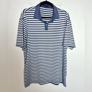 Peter Millar Crown Crafted Polo Blue white stripe Men’s XL
